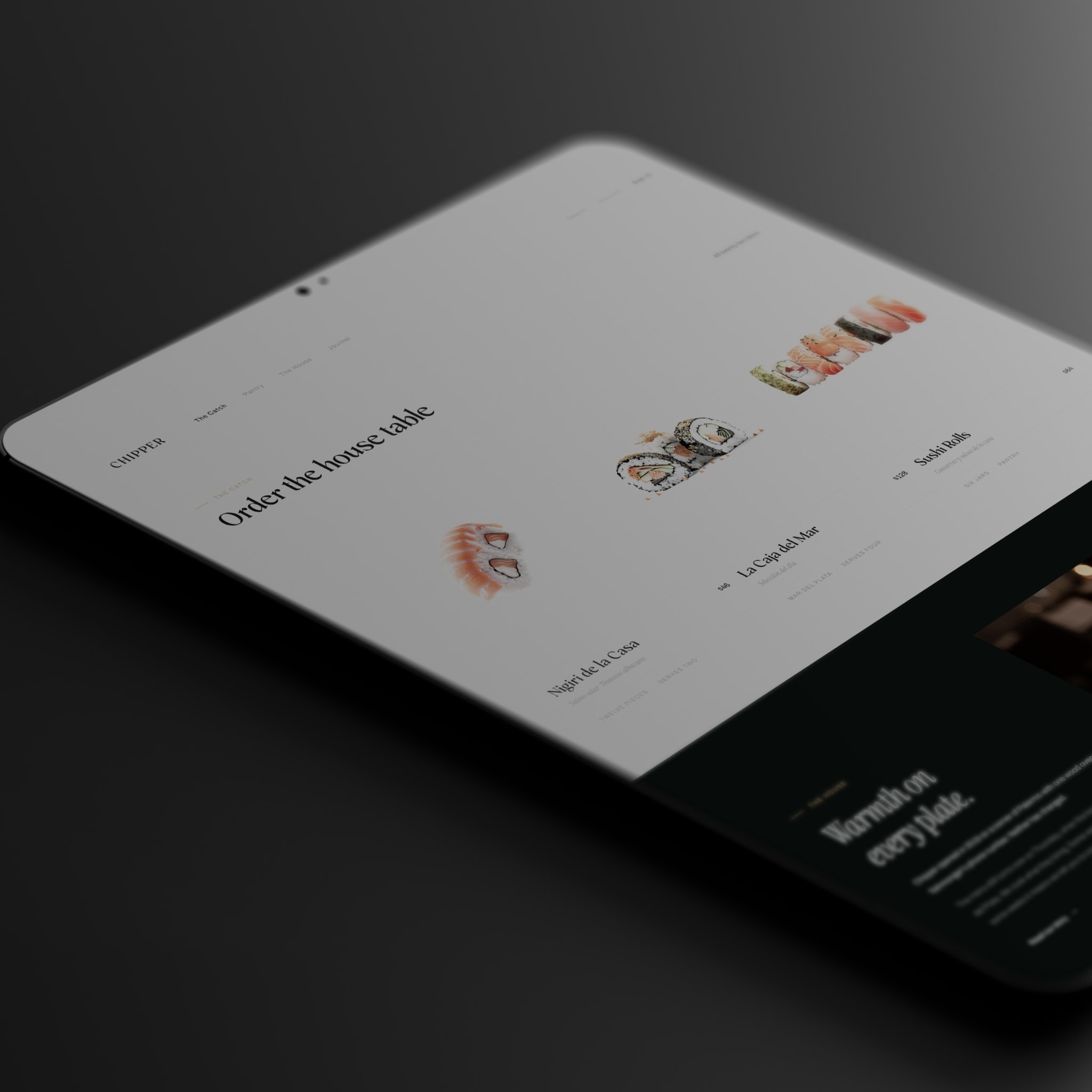 The Chipper website on a tablet
