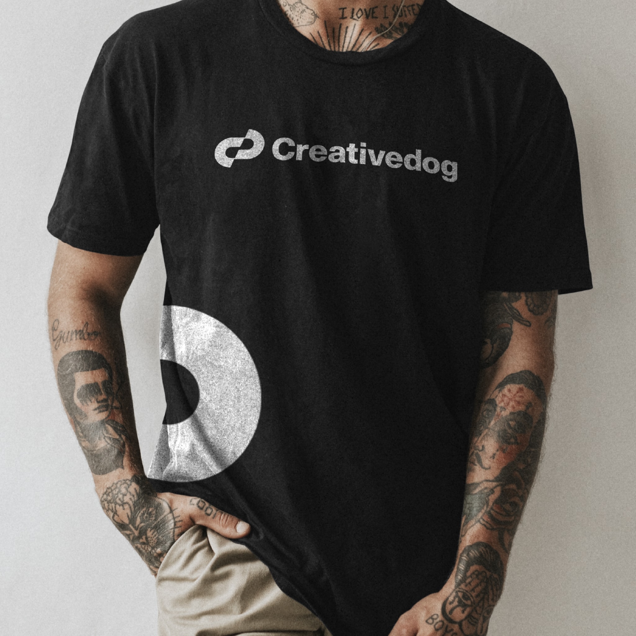 The mark printed on a black t-shirt
