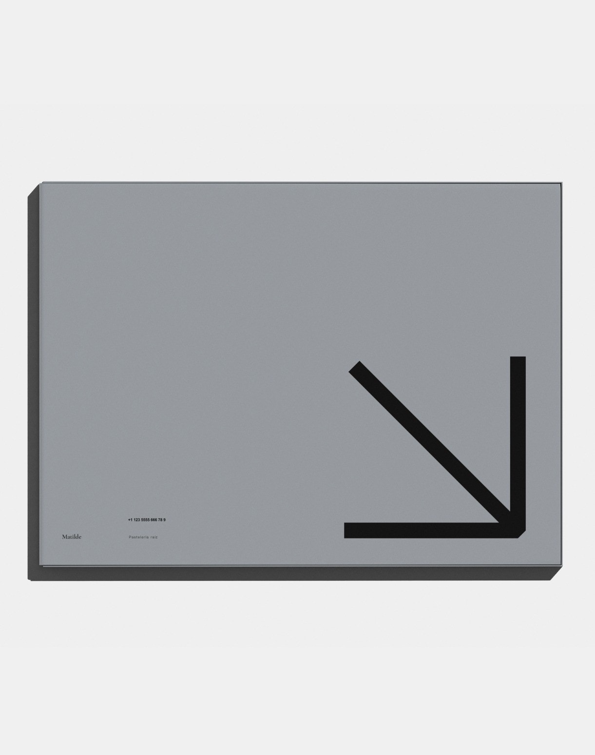 A flat grey box printed with an arrow and the wordmark