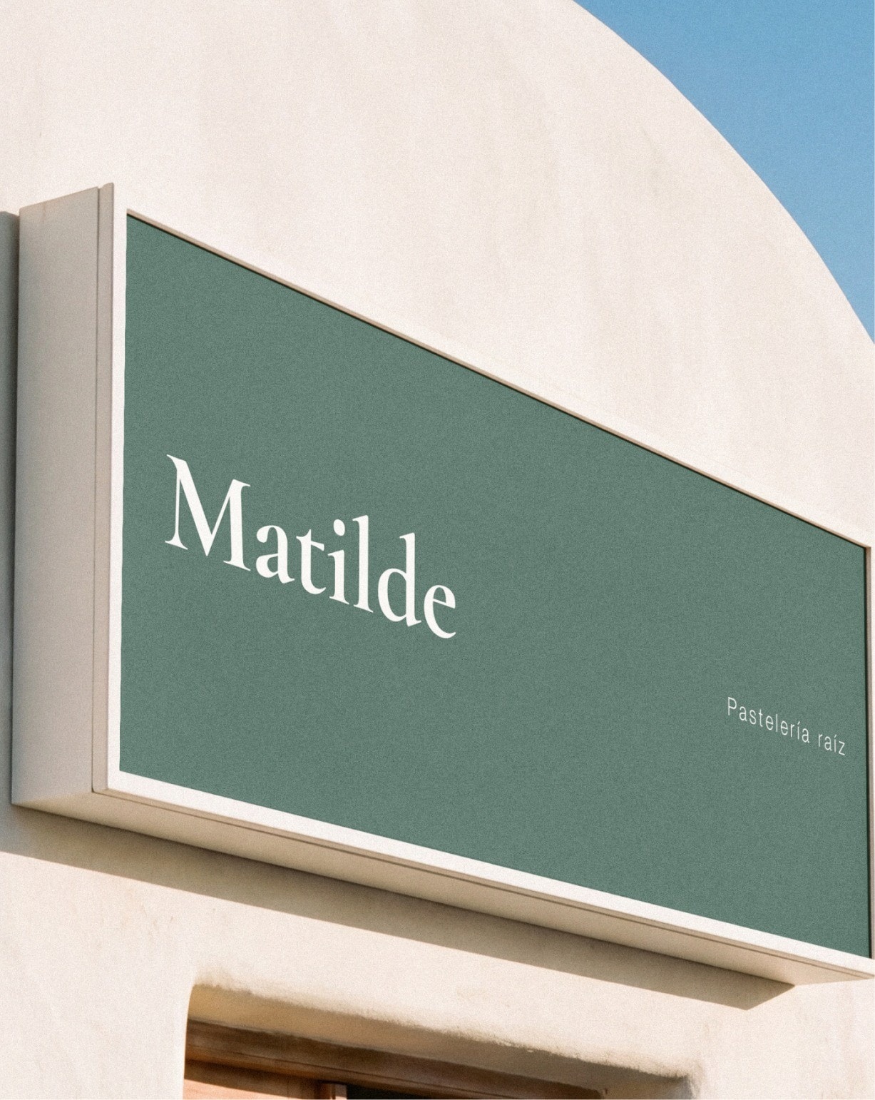 The green Matilde sign on a façade