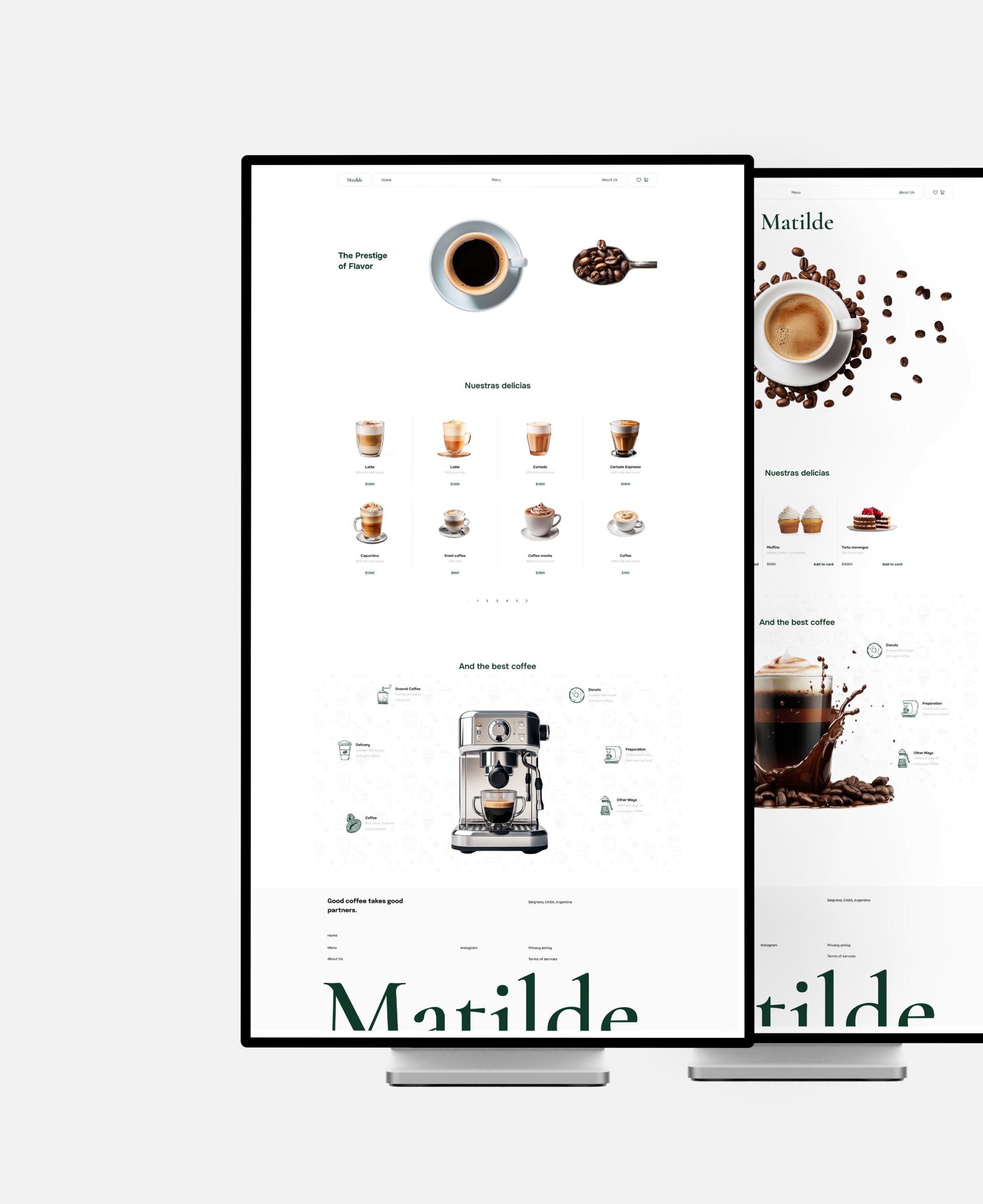 The Matilde site on two phones
