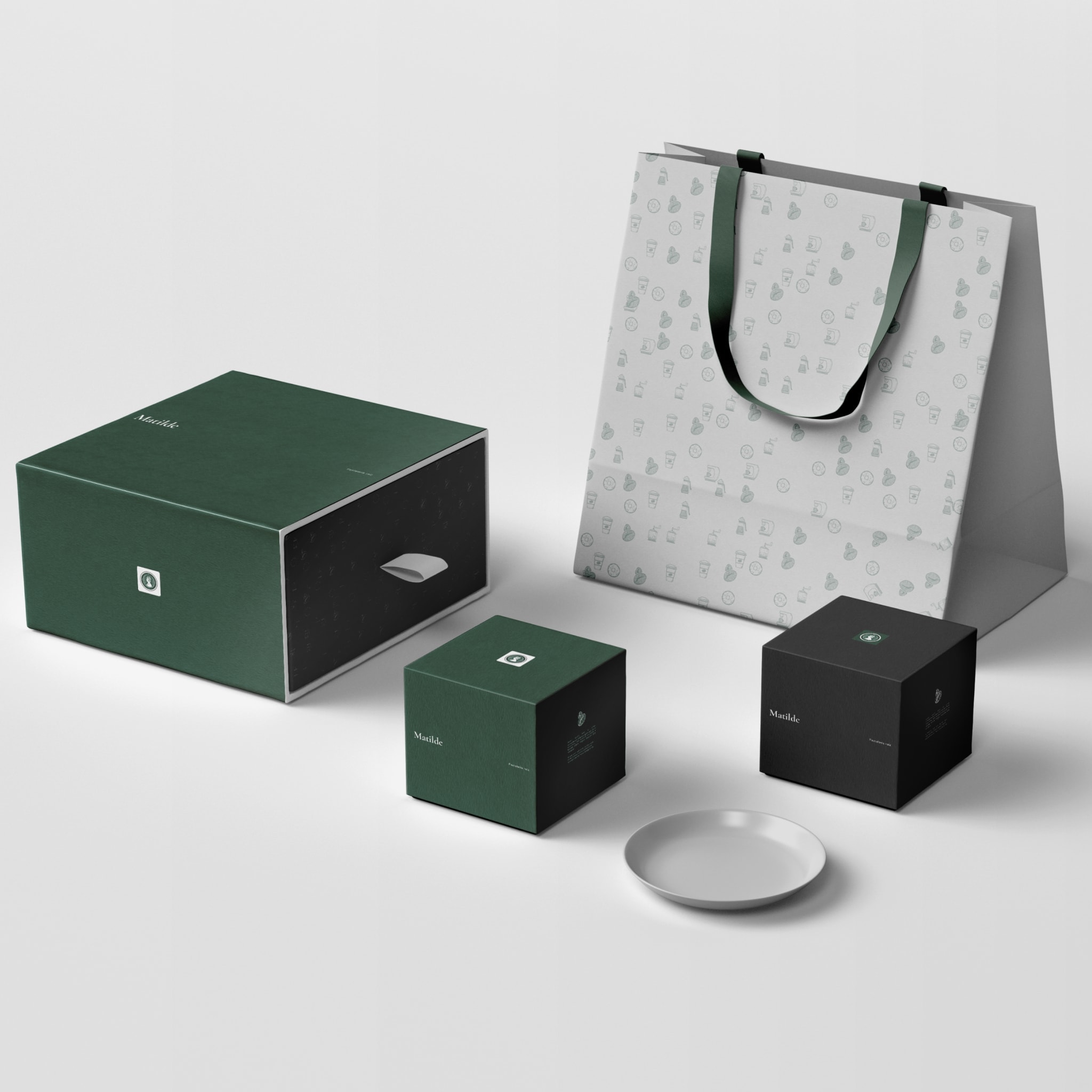 The bakery branding: bag, cup and box