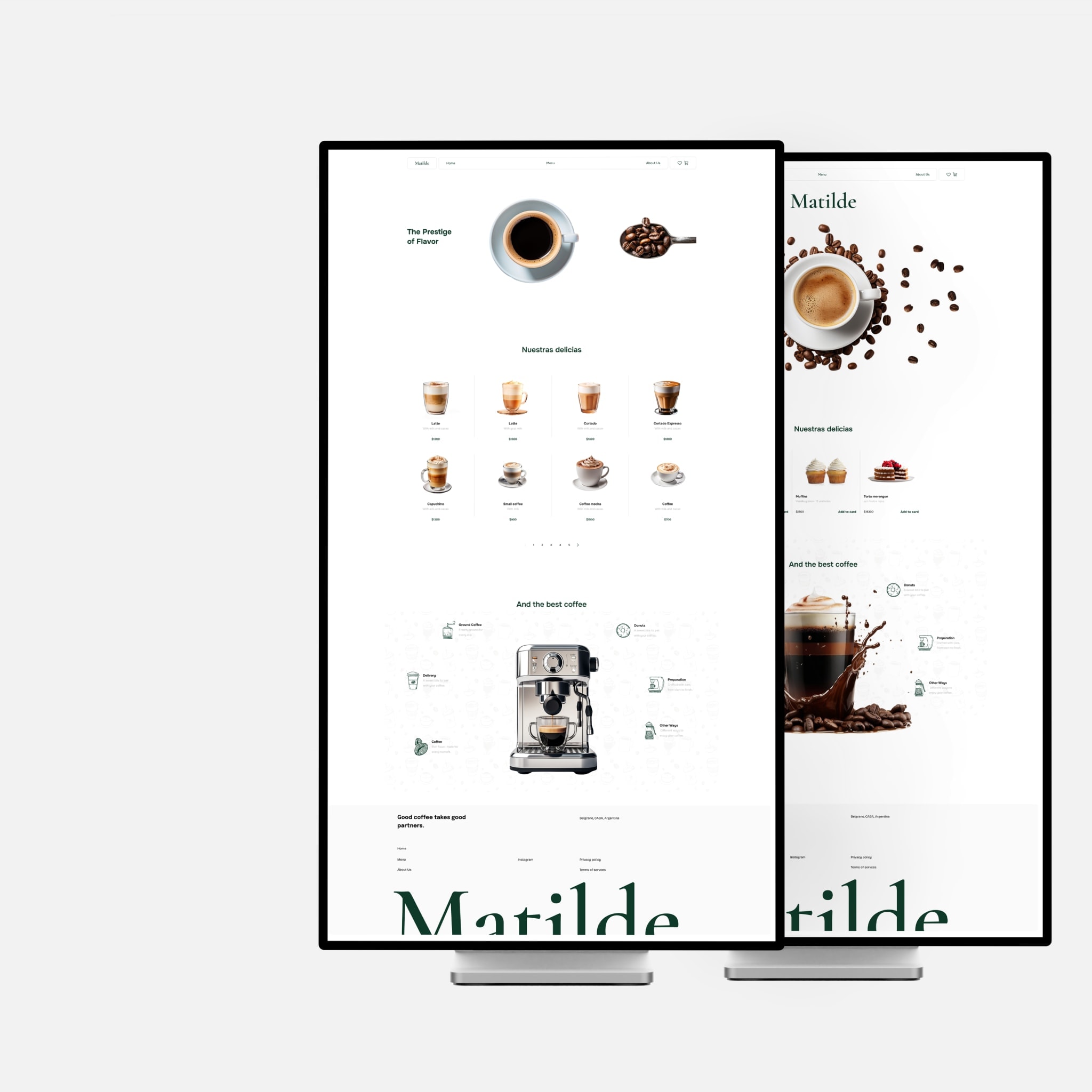Screens of the Matilde website