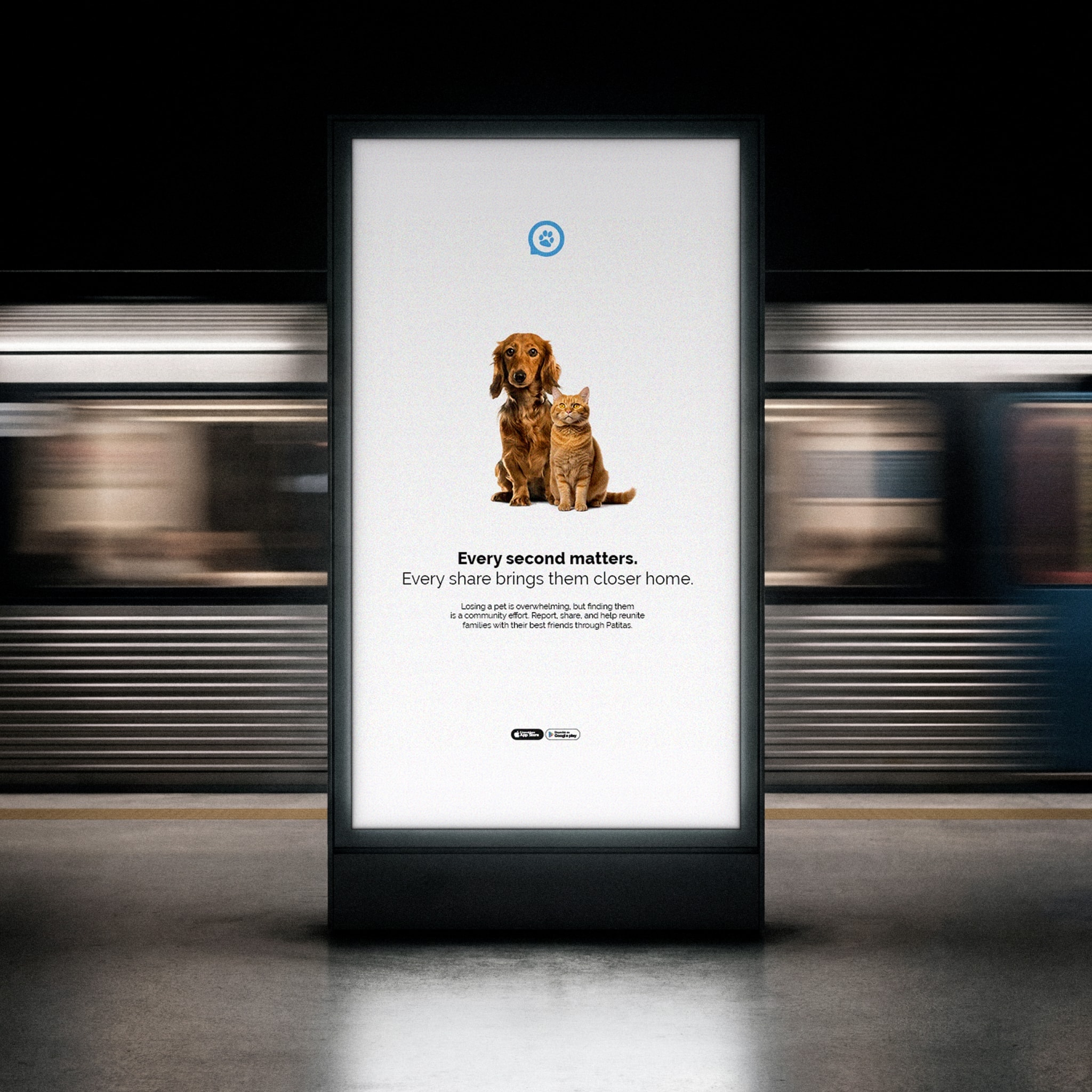 A Patitas billboard in the subway